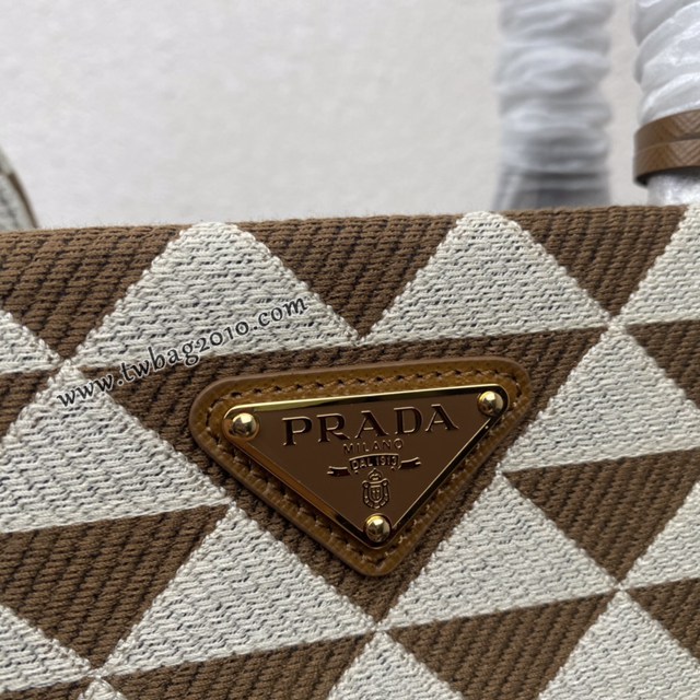 Prada專櫃新款刺繡織物包購物袋 1BA356 普拉達大號無長肩帶手提刺繡托特包 csp1148